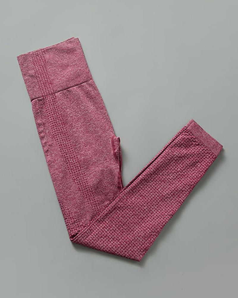 

Plain Sporty Skinny High Waist Active Pants, Wine red
