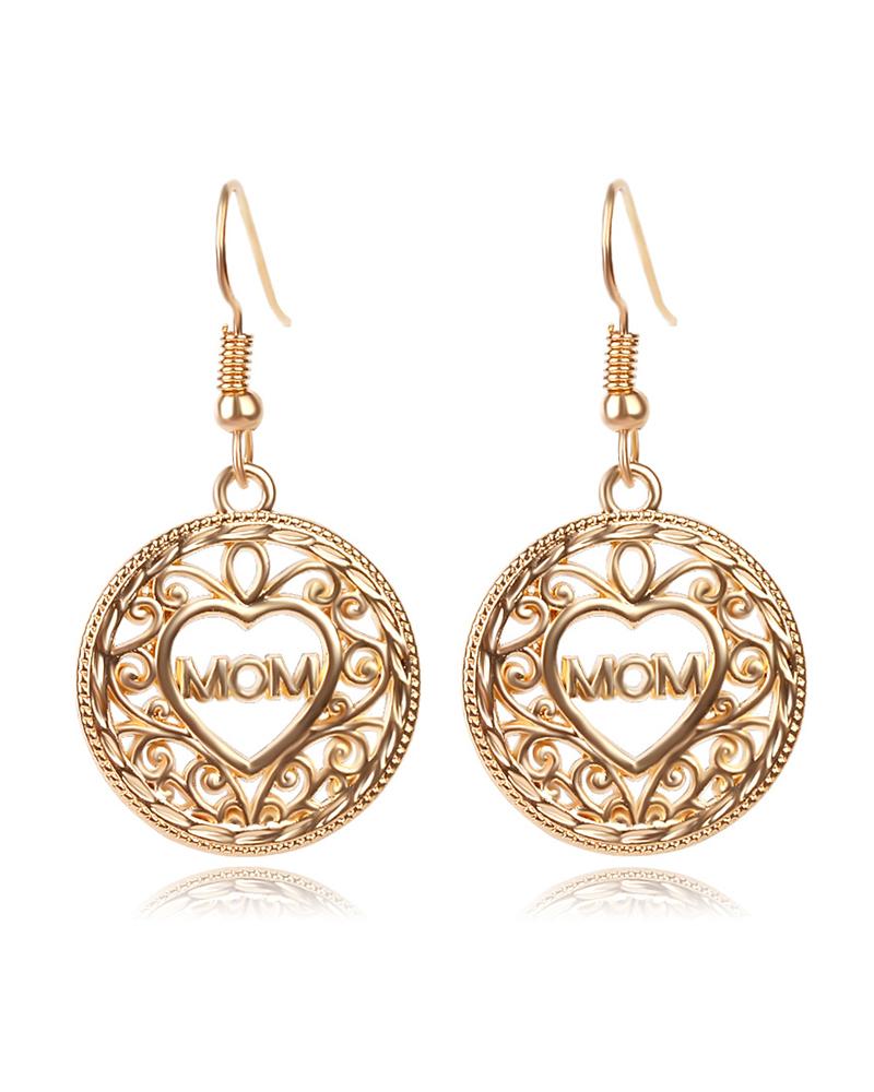 

1Pairs Letter Round Shaped Drop Earrings, Gold
