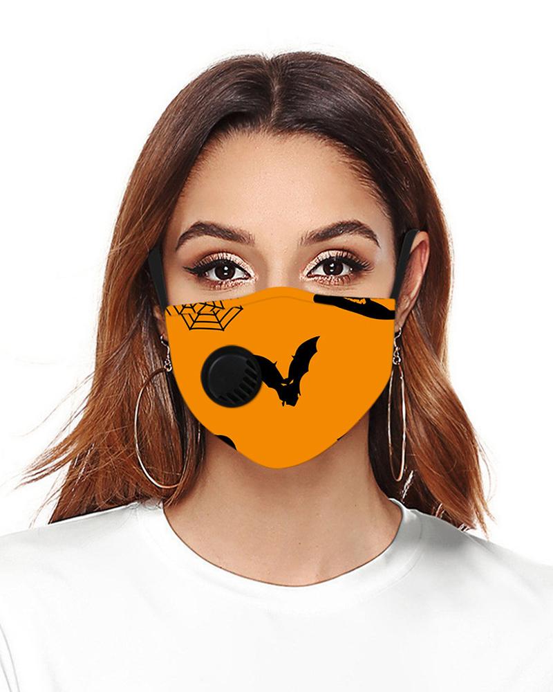 

Halloween Pumpkin Skeleton Print Valve Breathable Face Mask, Style6