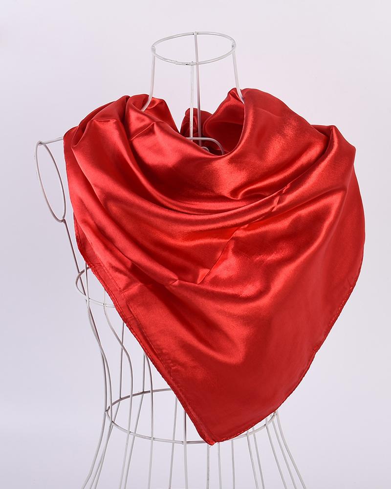 

Plain Satin Square Scarf Headband, Red