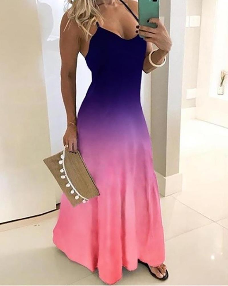 

Tie Dye Print Halter Maxi Dress, Purple