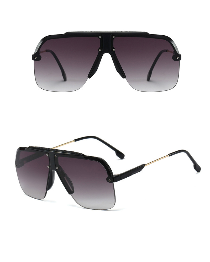

1Pair Half Rimless Flat Top Sunglasses, Gray