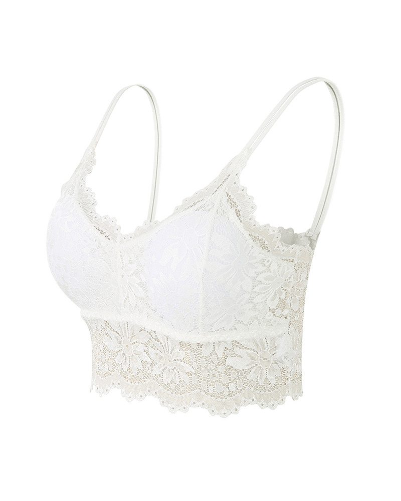 

Spaghetti Strap Lace Bralette, White
