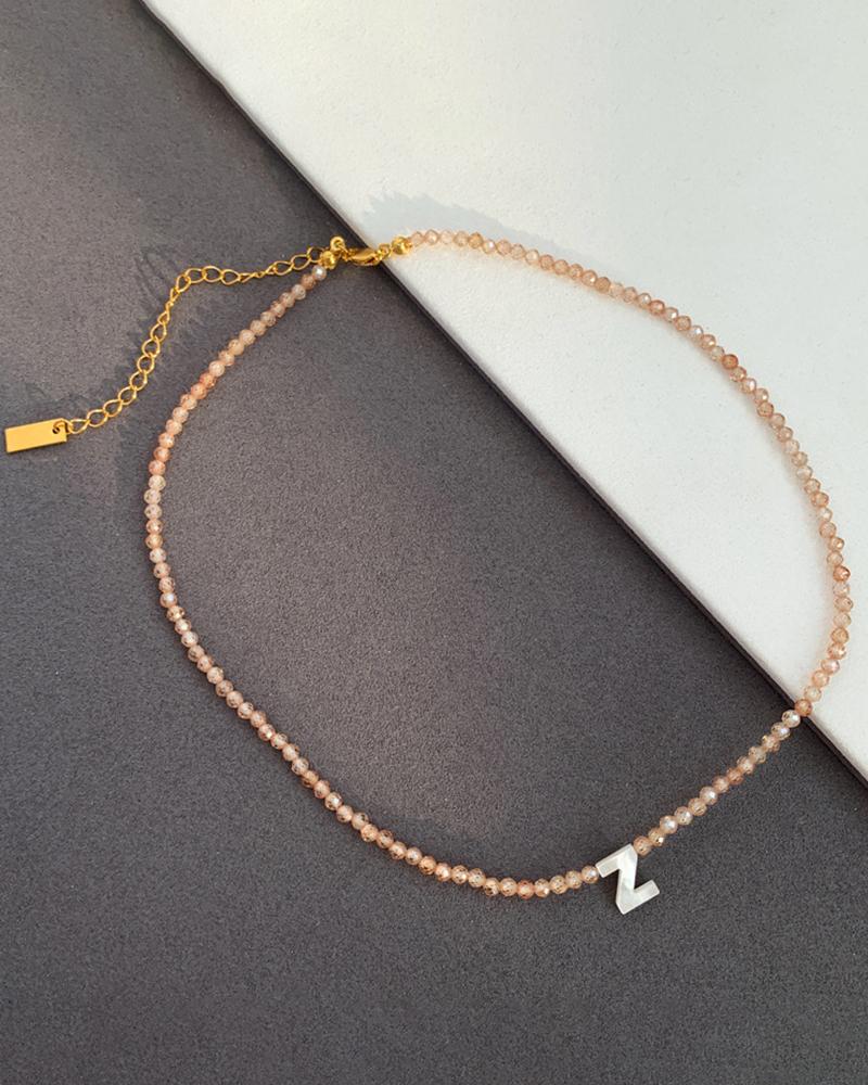 

1pc Beaded Crystal Letter Pendent Necklace, Style26