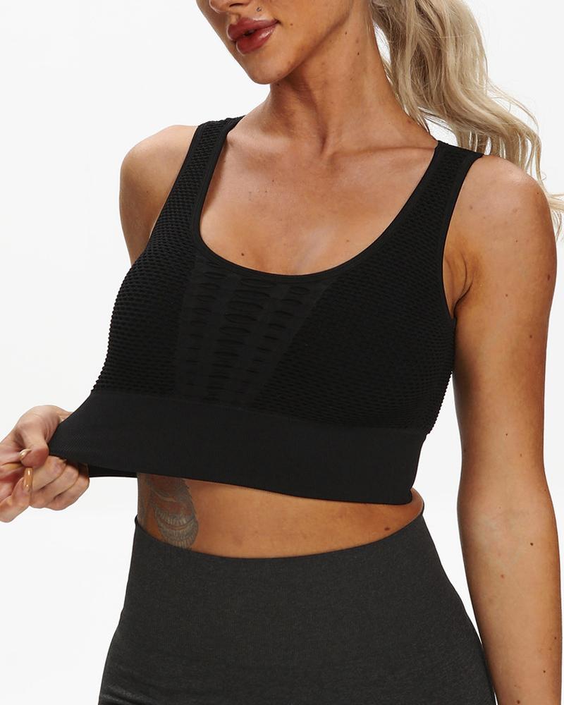 

Breathable Hollow Out Active Top, Black