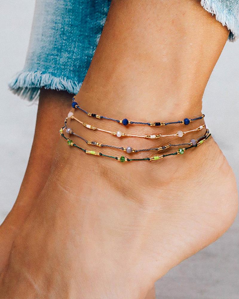 

Bohemian Colorful Clan Beaded Anklet, Blue