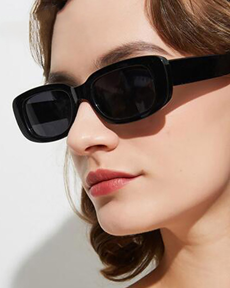 

1Pair Small Rectangle Vintage Frame Sunglasses, Black