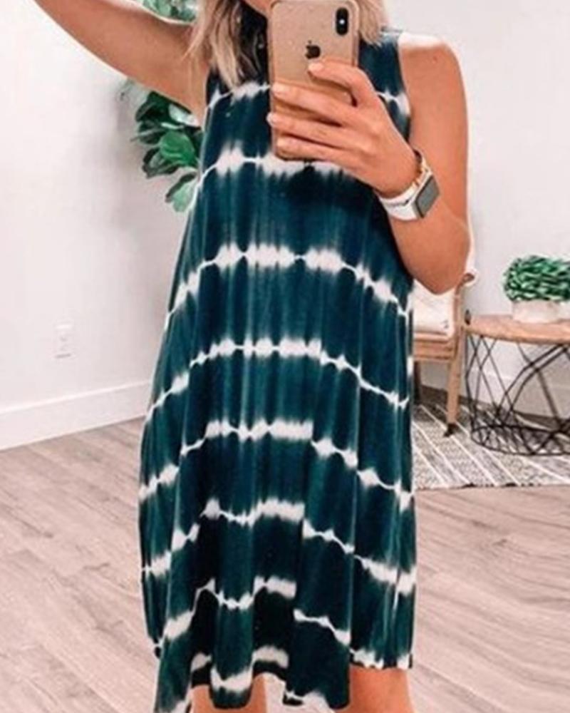 

Gradient Tie Dye Print Sleeveless Midi Dress, Green