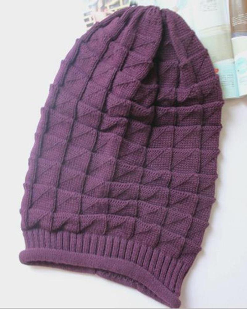 

Women's Beanie Slouchy Outdoor Home Street Knitted Pure Color Portable Windproof Comfort Hat, Purple