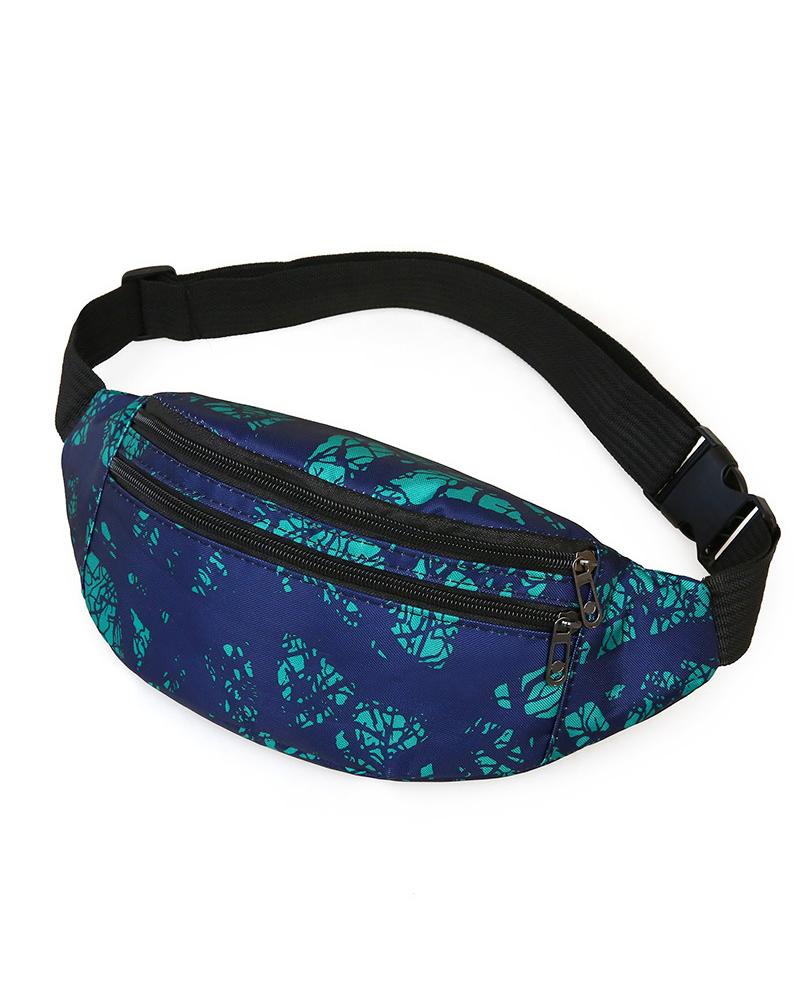 

Feather Print Zipper Design Phone Waist Fanny Pack, Style5