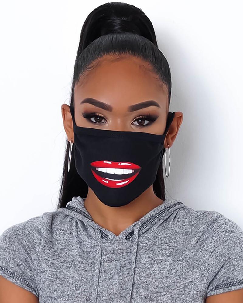 

Lip Print Colorblock Breathable Mouth Mask, Style1