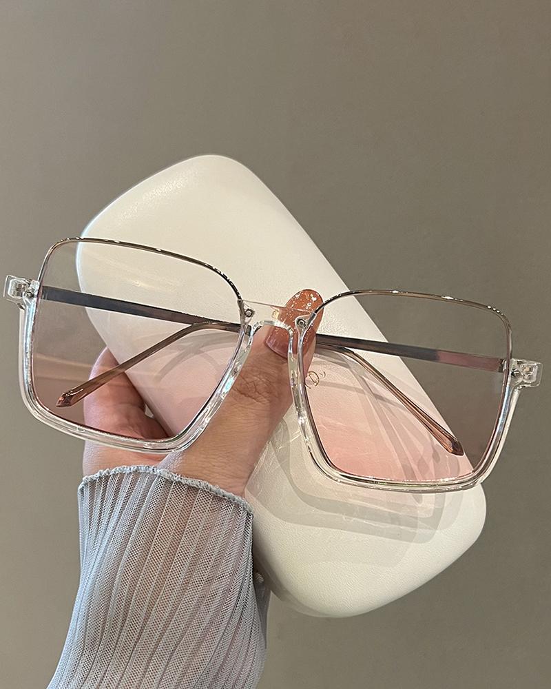 

1Pair Half Frame Gradient Square Sunglasses, White