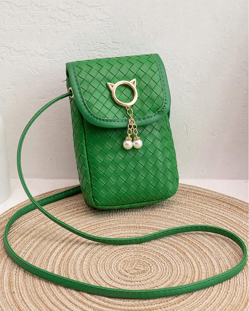 

Tassel Braided Phone Shoulder Bag, Green