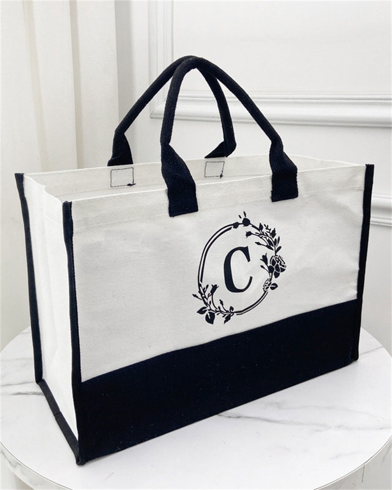 

Letter Print Large Capacity Tote Bag, Style2