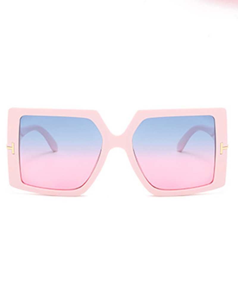 

1Pair Ombre Oversized Wide Fashion Shades Square Frame Sunglasses, Pink