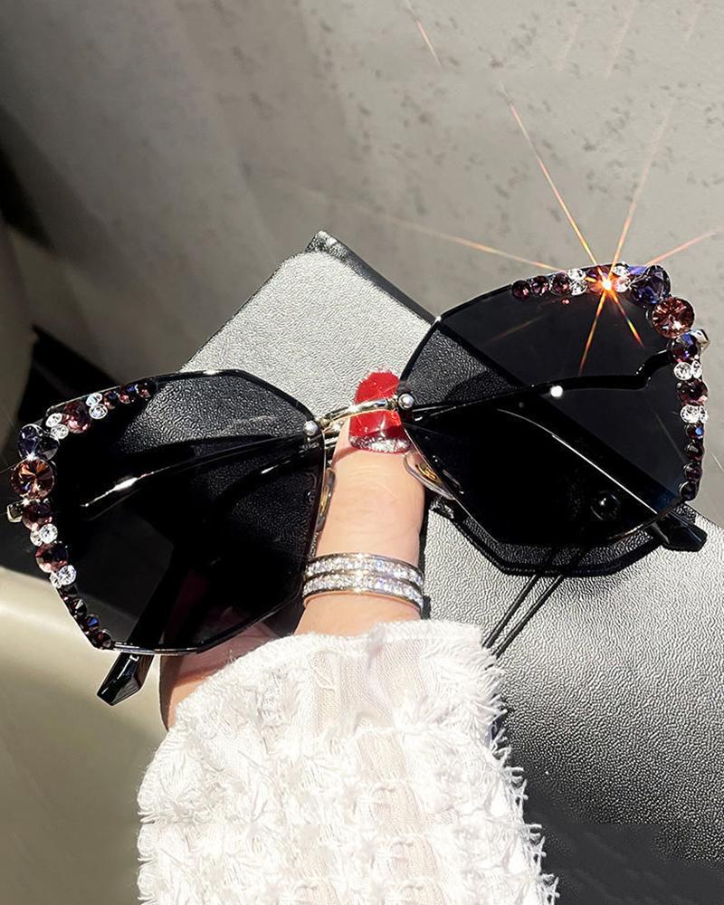 

1Pair Irregular Frame Rhinestone Decor Sunglasses, Style5