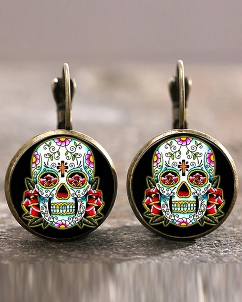 

Halloween Bat / Skull / Octopus Pattern Drop Dangle Earrings, Black