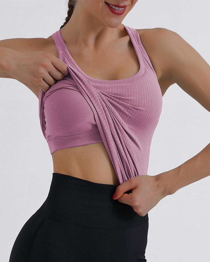 

Breathable Sleeveless Racerback Padded Active Top, Pink
