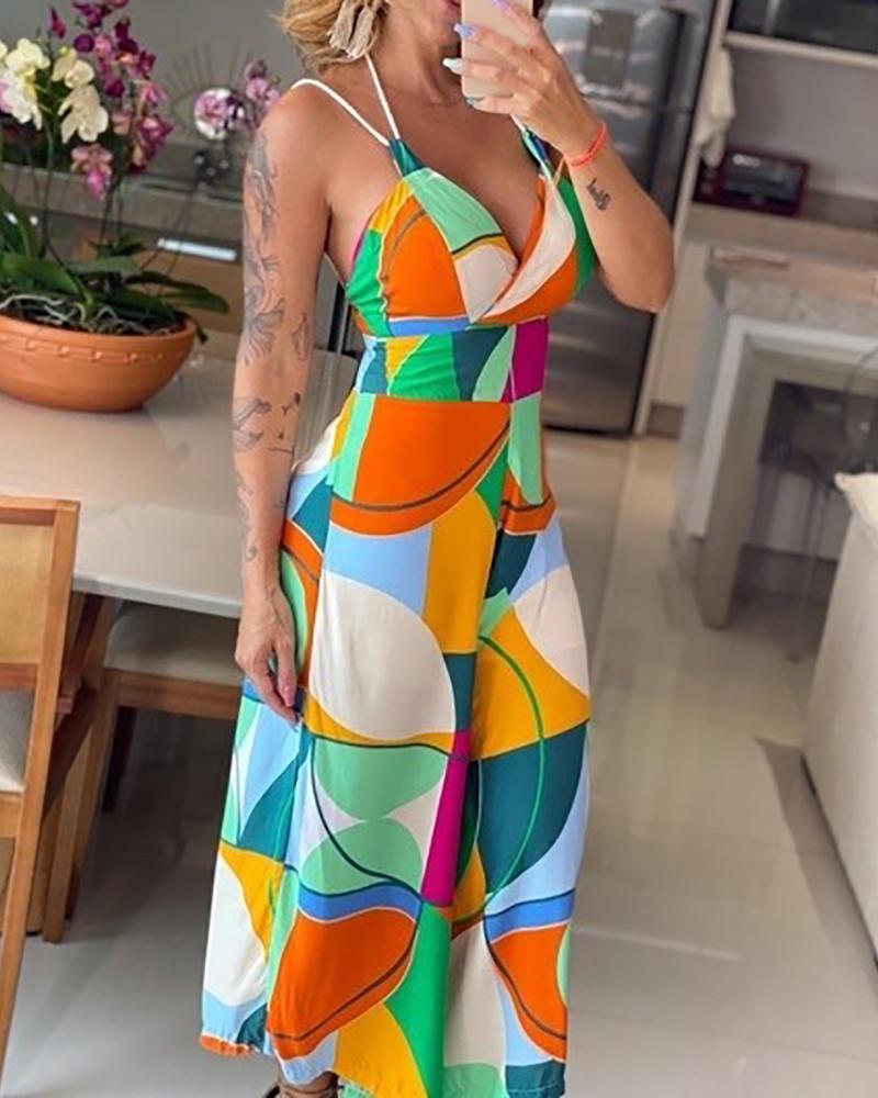 

Colorblock Double Strap Wide Leg Jumpsuit, Multicolor