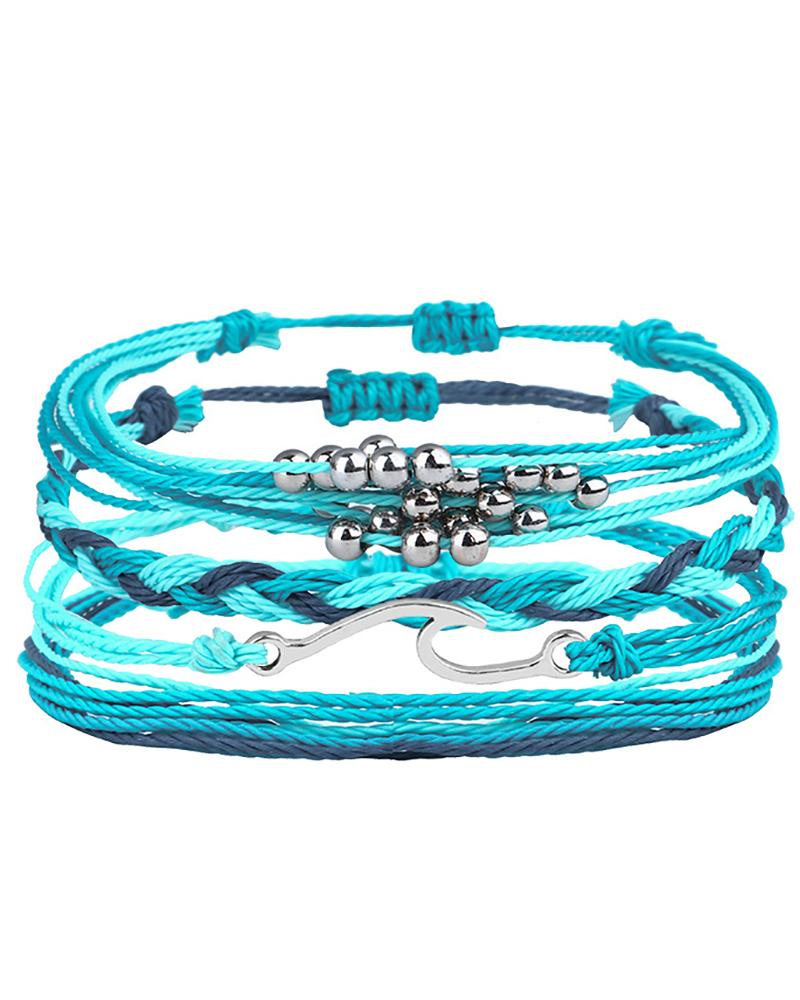 

4pcs Bohemian Colorful Braided Beaded Clan Bracelets, Style5