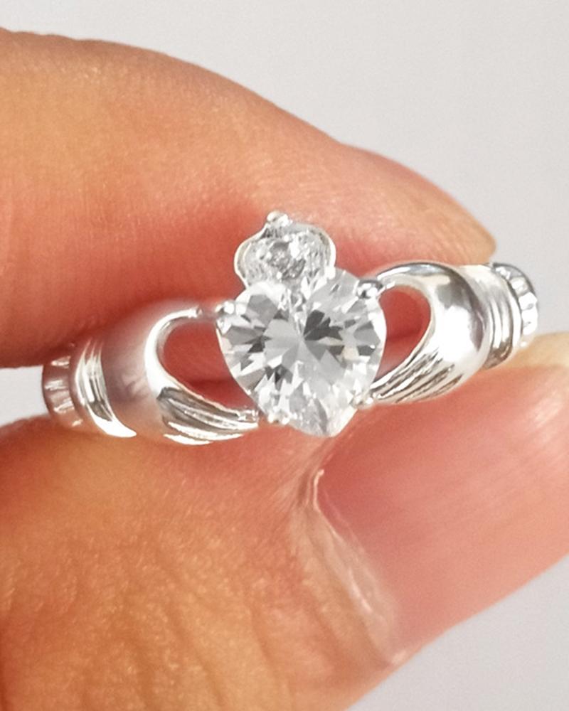 

1pc Love Hand Heart Shaped Ring, White