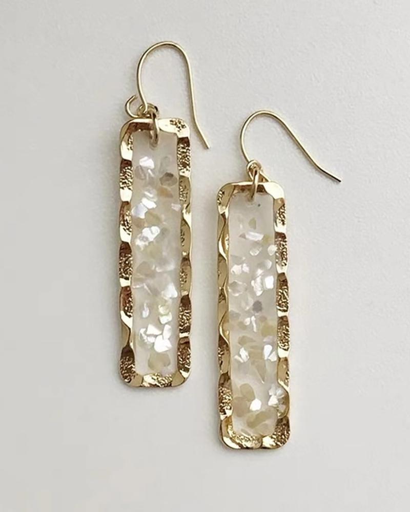 

1Pair Rectangle Shaped Shell Pattern Earrings, Style1