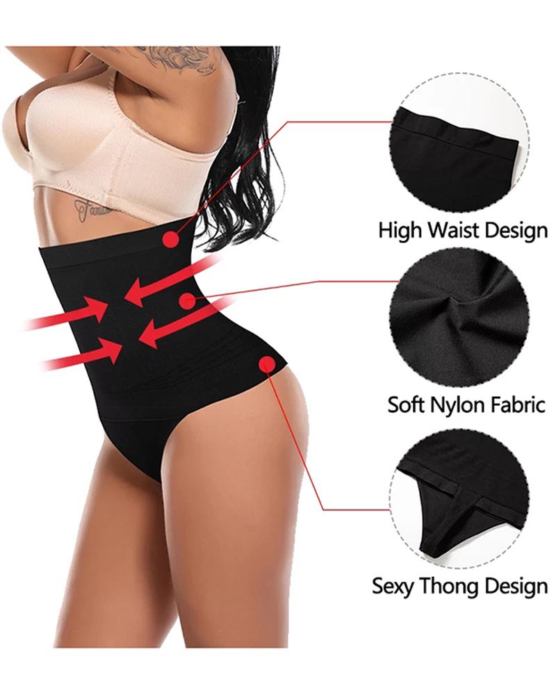 

Tummy Control Seamless Shaping Panty Waist Cincher Trainer Belly Shapewear G-string Briefs, Black