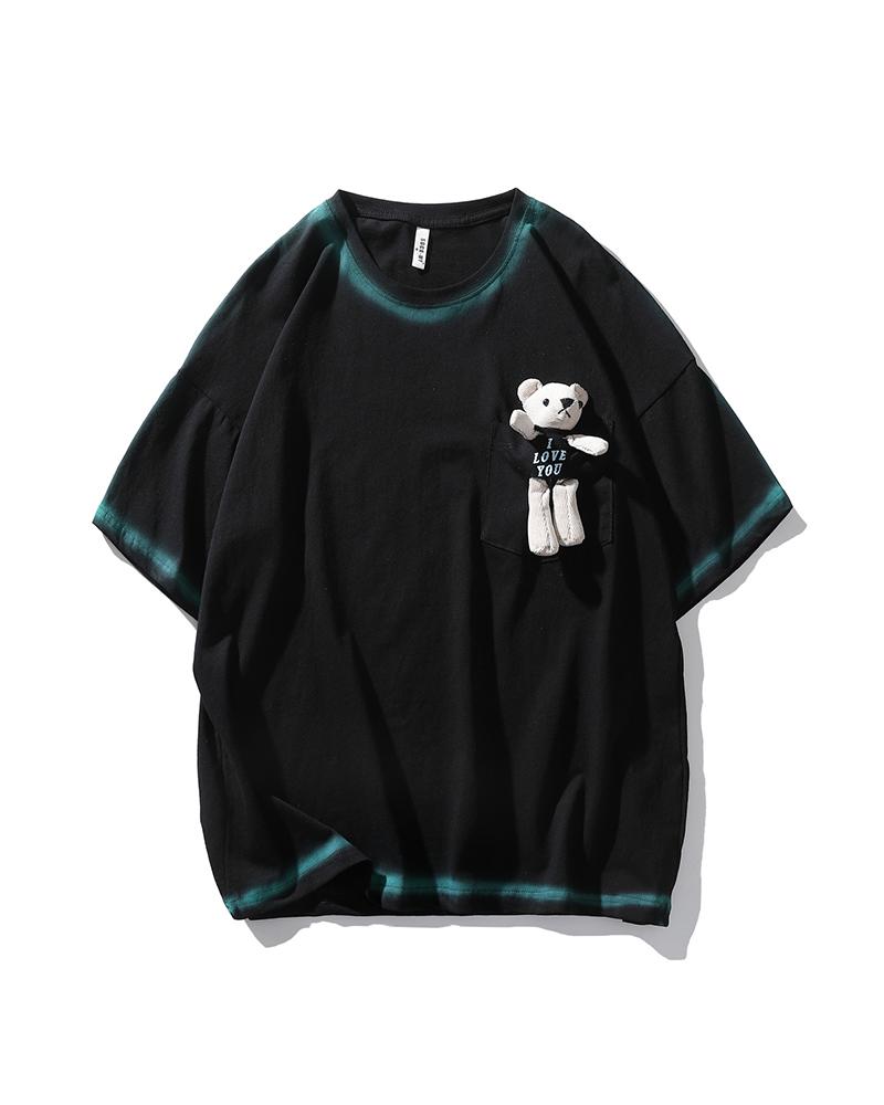 

Teddy Bear Patch Short Sleeve T-shirts, Black