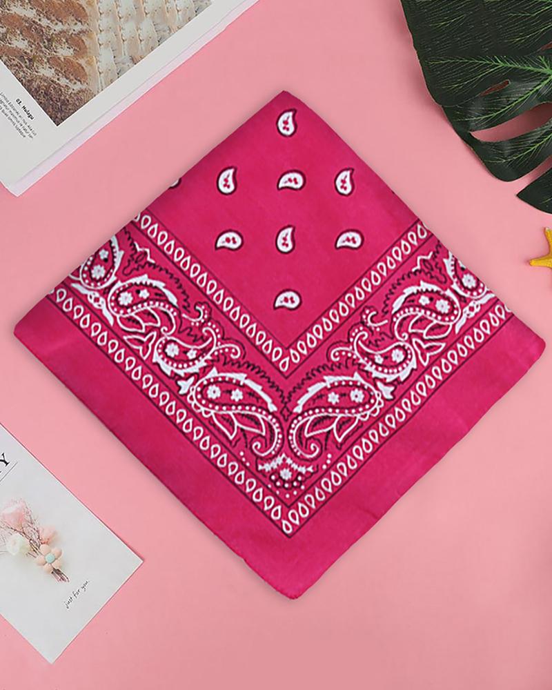 

12PCS Paisley Cowboy Bandanas Head Wrap, Hot pink