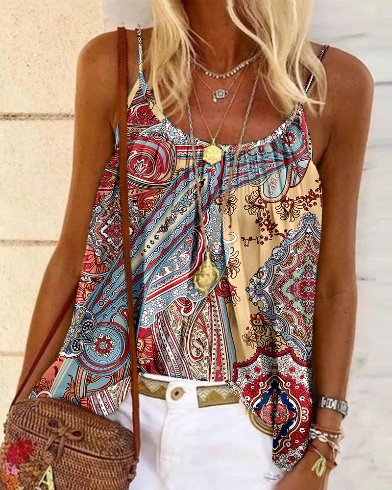 

Tribal Print Flowy Cami Top, Multicolor