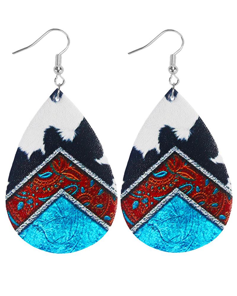 

1Pair Cowboy Retro Teardrop Earrings, Blue