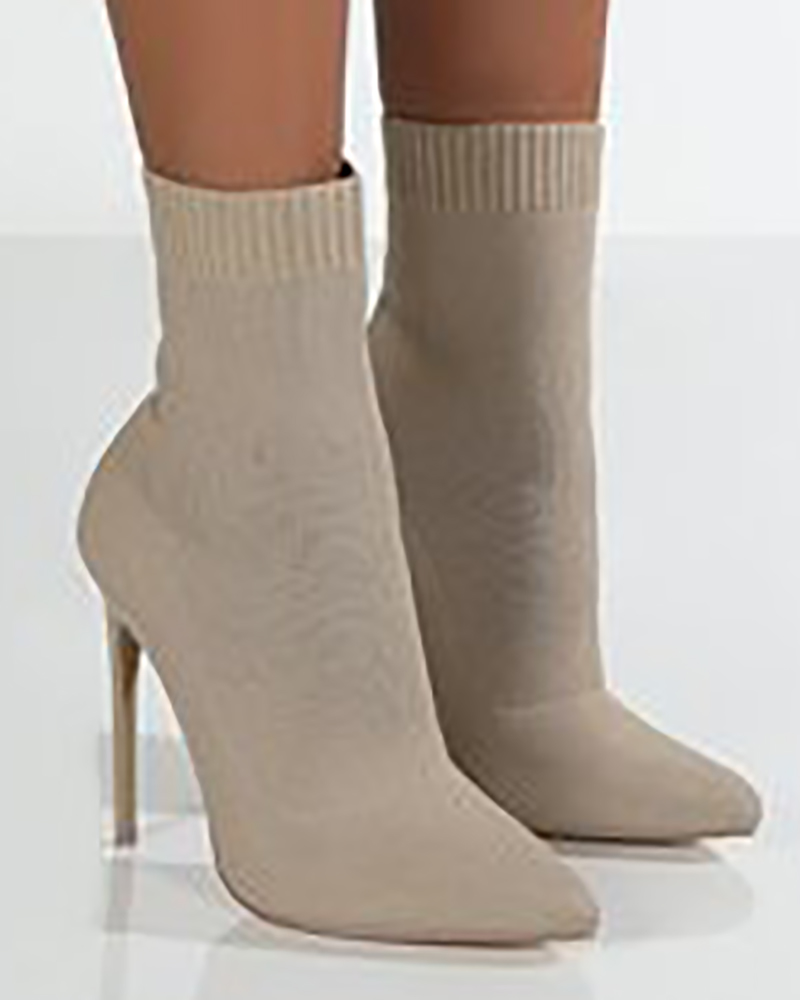 

Point Toe Stiletto Heel Boots, Apricot