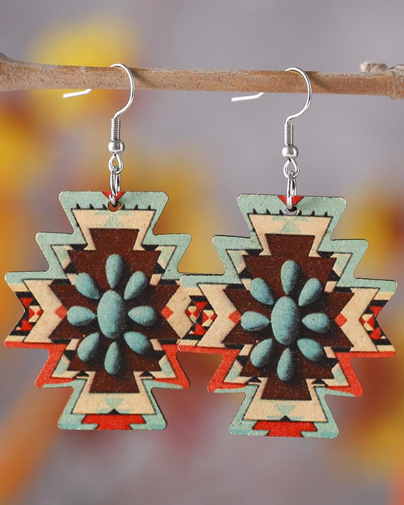 

1Pair Aztec Geometric Shaped Waterdrop Earrings, Style2