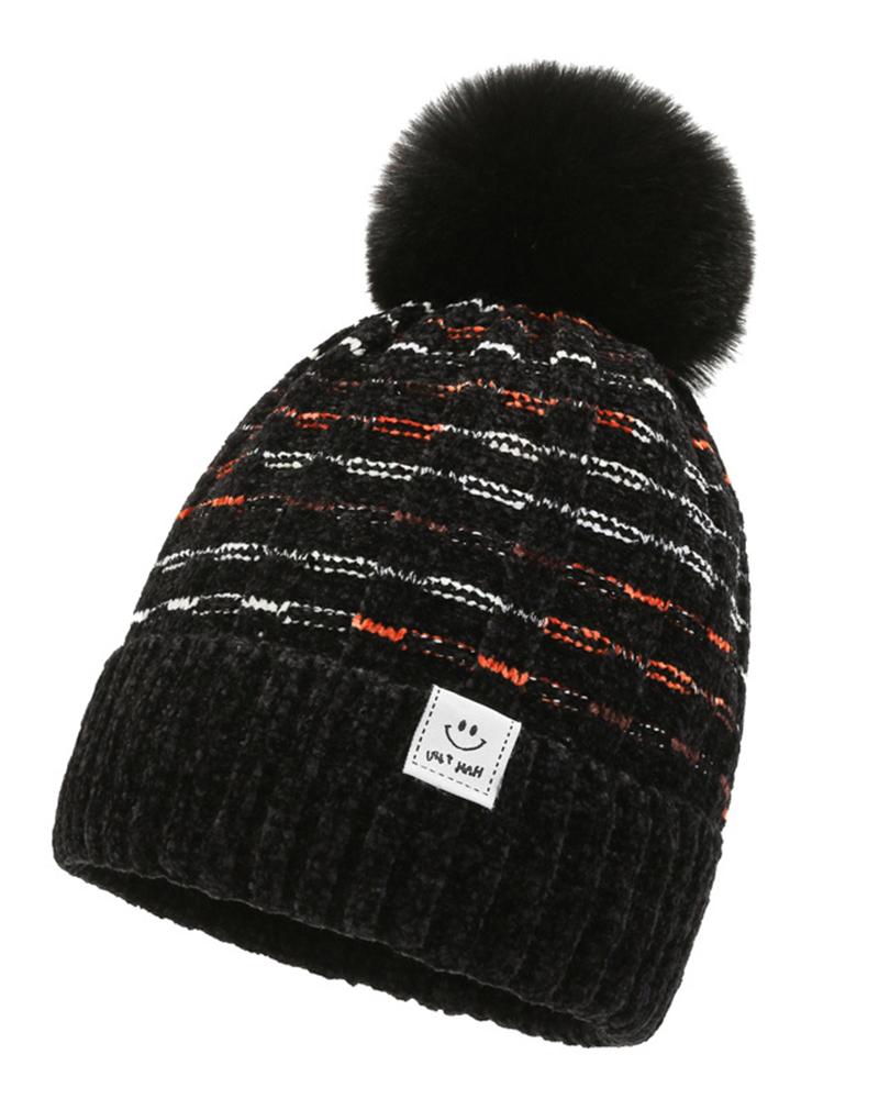 

Pom Pom Cosy Warm Winter Knit Beanie Hat, Black
