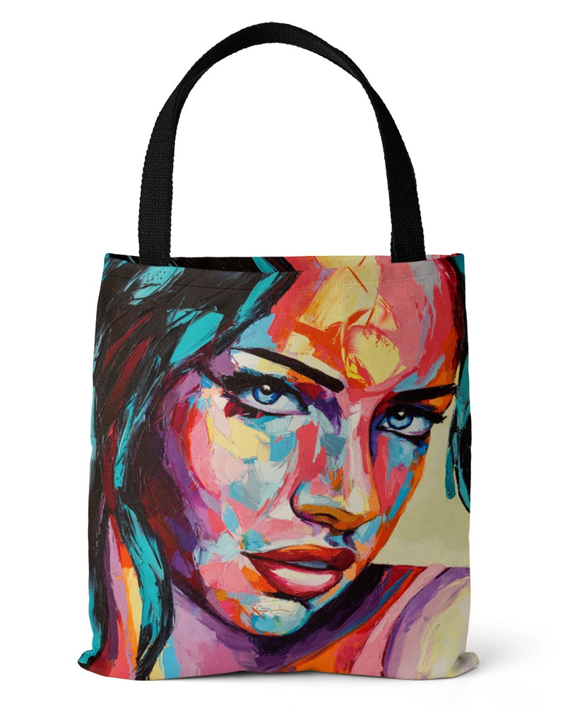 

Figure Print Canvas Shopper Bag, Style2