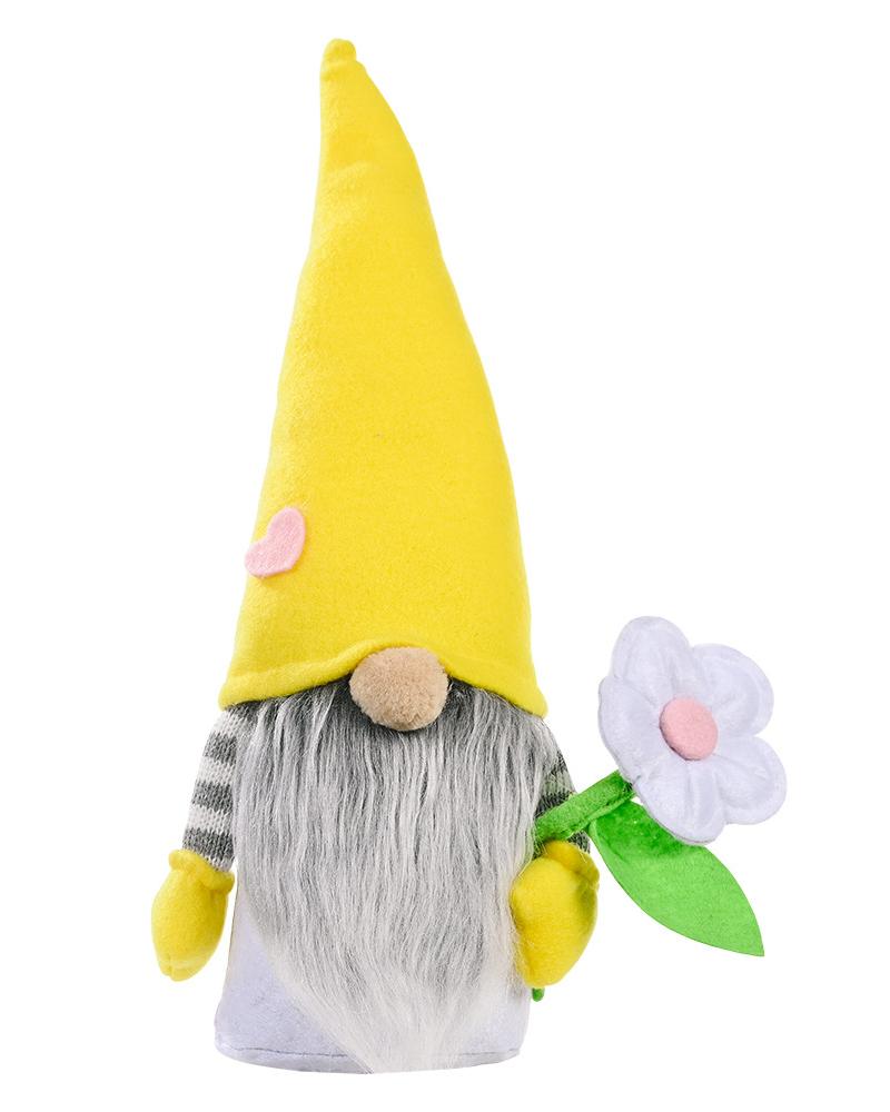 

Mother's Day Gnome Decorations Heart Flower Gnomes Doll Ornaments, Yellow