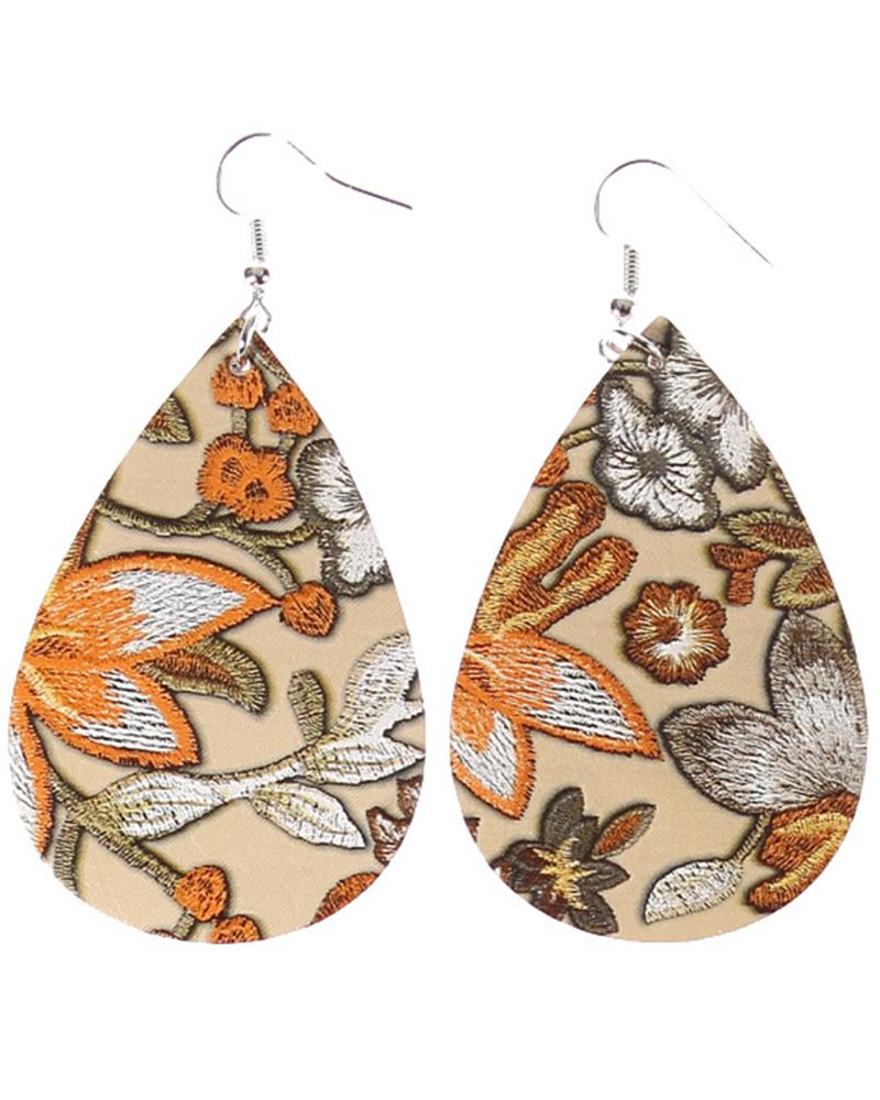 

1Pair Floral Embroidery Waterdrop Hook Earrings, Style3
