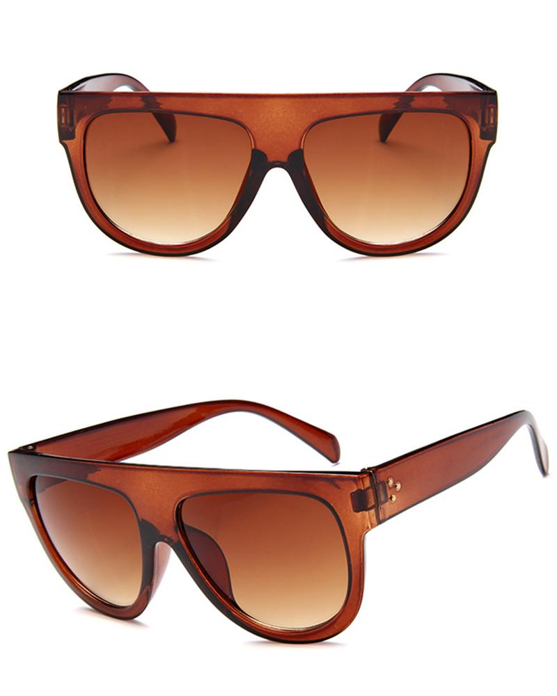 

1Pair Leopard Flat Top Gradient Color Sunglasses, Brown