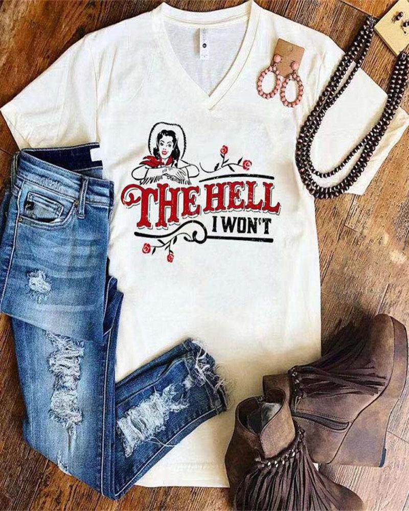 

Letter Figure Print Casual T-shirt, White