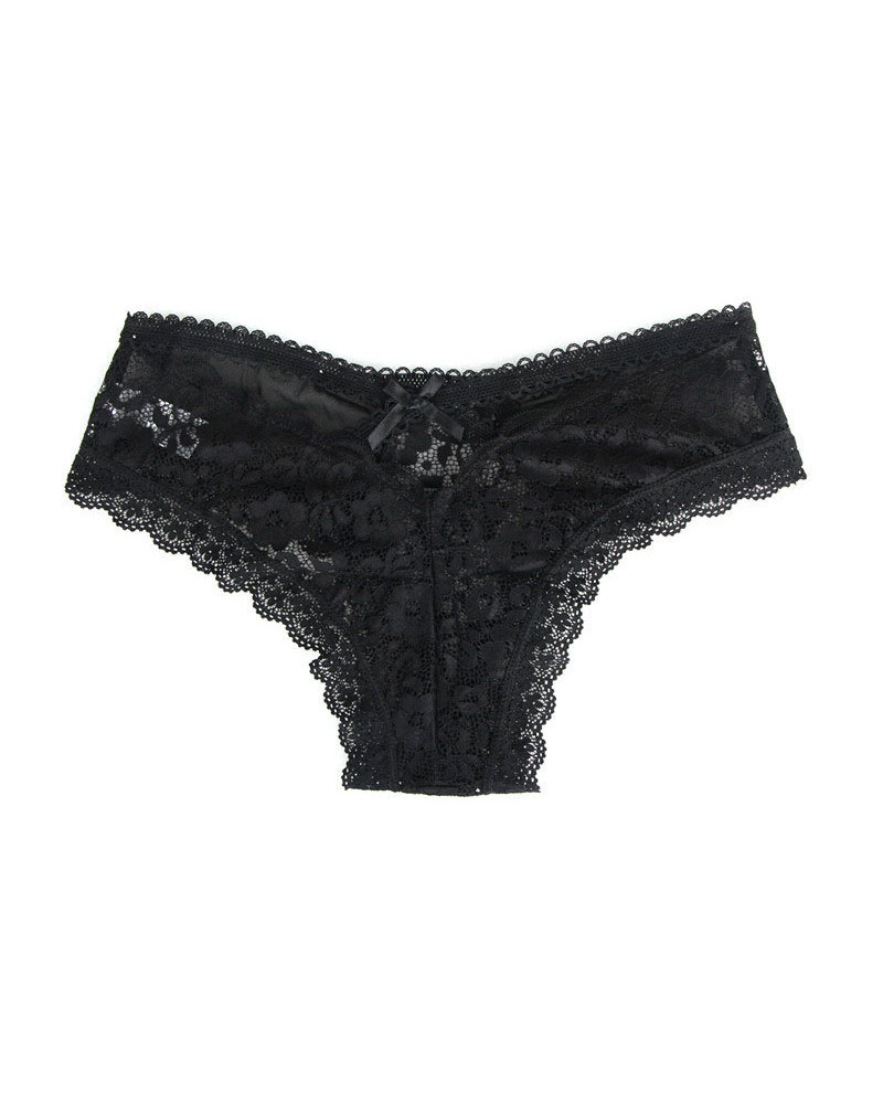 

Plus Size Bowknot Decor Criss Cross Cutout Lace Panty, Black