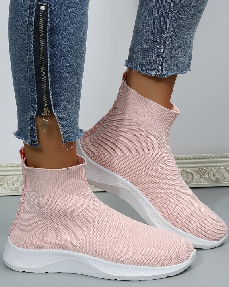 

Hidden Platform Breathable Sneakers, Pink