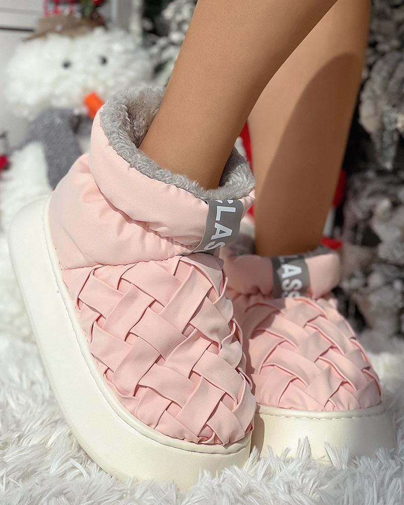 

Braided Lined Puffer Boots, Pink