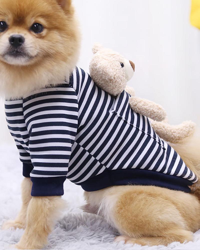 

Cartoon Bear Decor Pet Sweatshirt, Blue