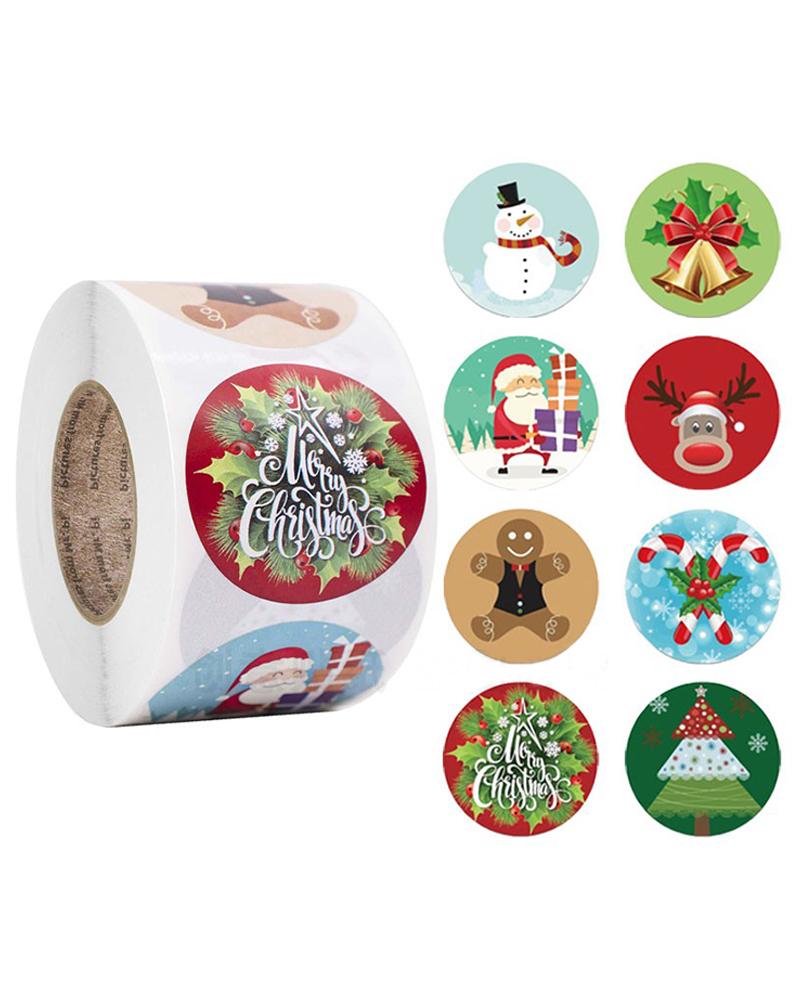 

500pcs/roll Christmas Pattern Sticker, Multicolor