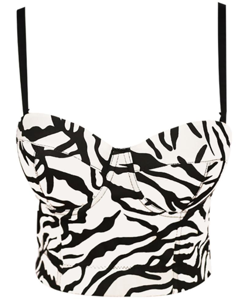 

Zebra Stripe Print Spaghetti Strap Corset Top