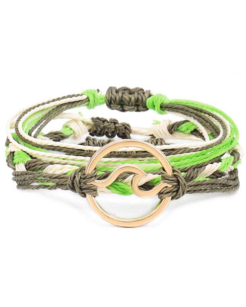 

3pcs Bohemian Colorblock Braided Bracelets Set, Green