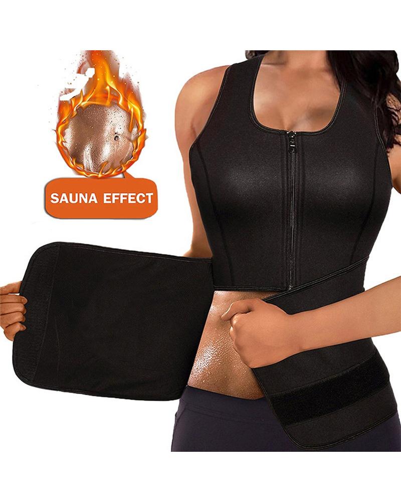 

Sweat Sauna Shapewear Tummy Control Waist Trainer Sports Girdle Cincher Fitness Corset Body Shaper, Black