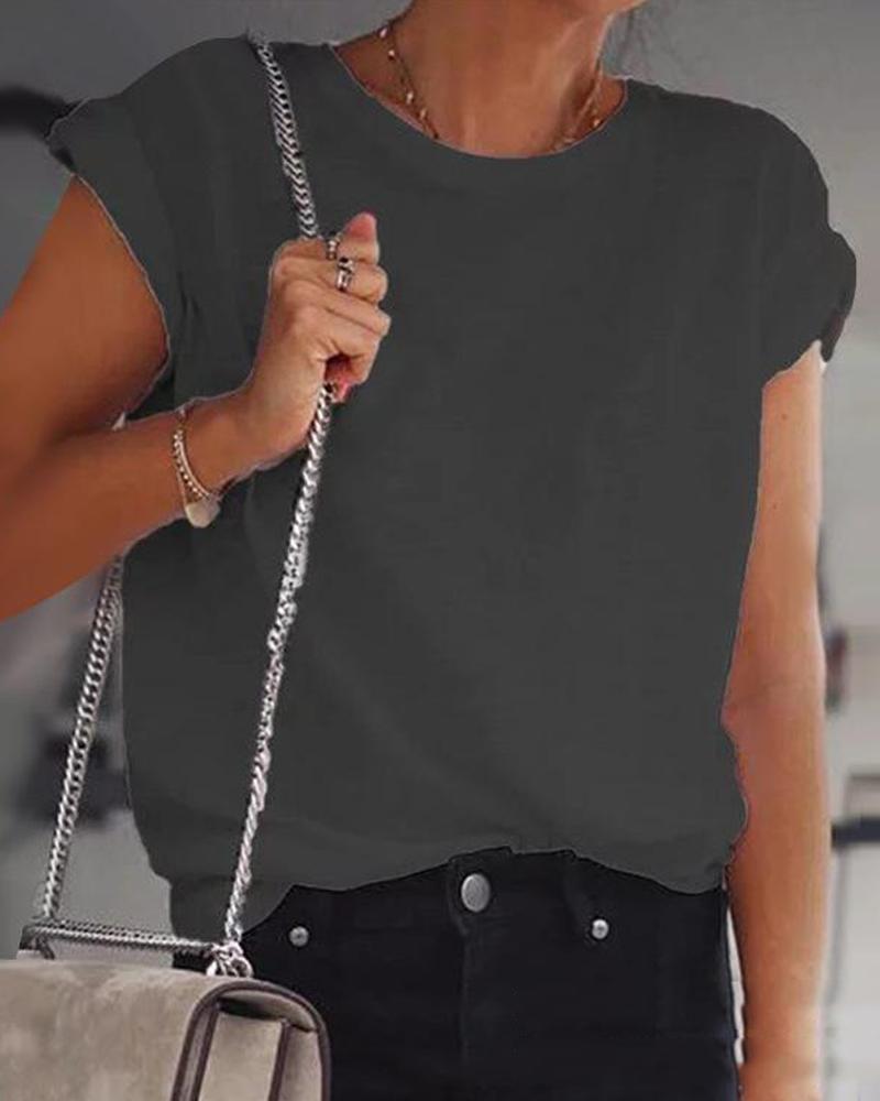 

Basic Round Neck T-Shirt, Black