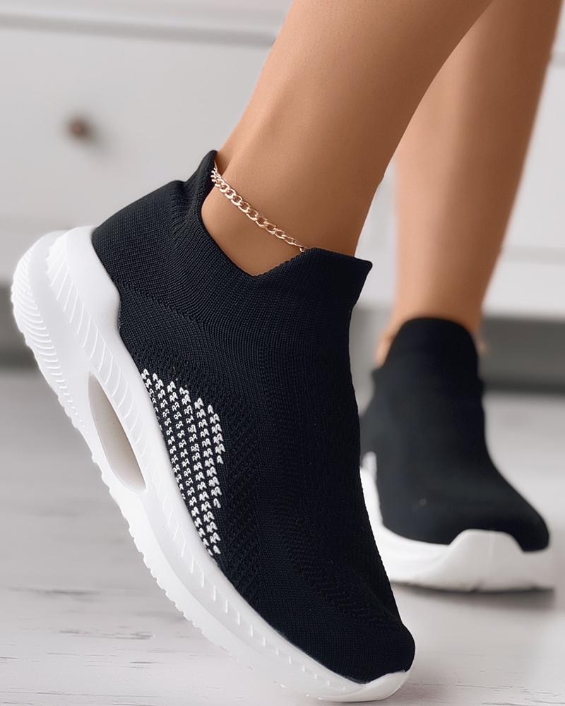 

Slip On Breathable Knit Sneakers, Black