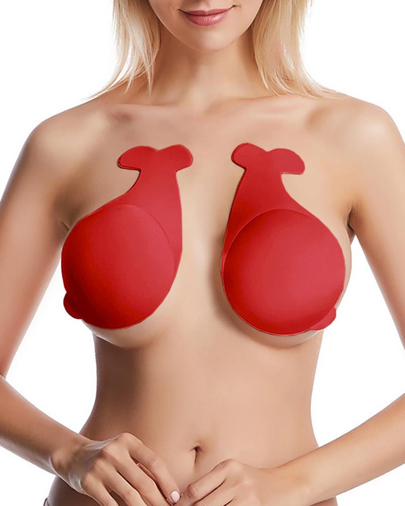 

Animal Shaped Invisible Cover Breast Petals Push Up Strapless Bra Pads, Red